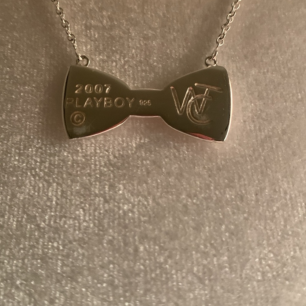 Playboy/white trash charm bow necklace - Picture 3 of 5